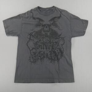 Vintage Y2K Silver Star Gray/Black Grunge Skull Mens Size Large Skater Emo Goth